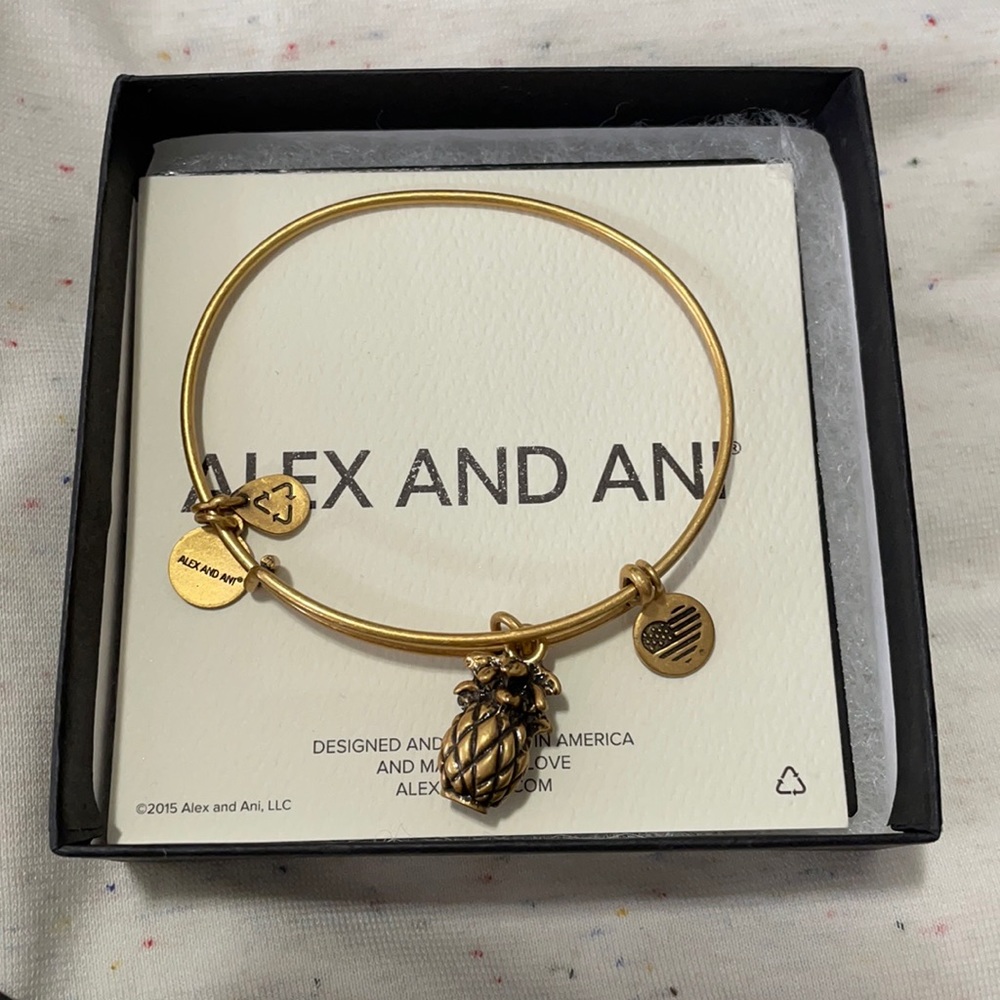 Alex and Ani pineapple charm bangle